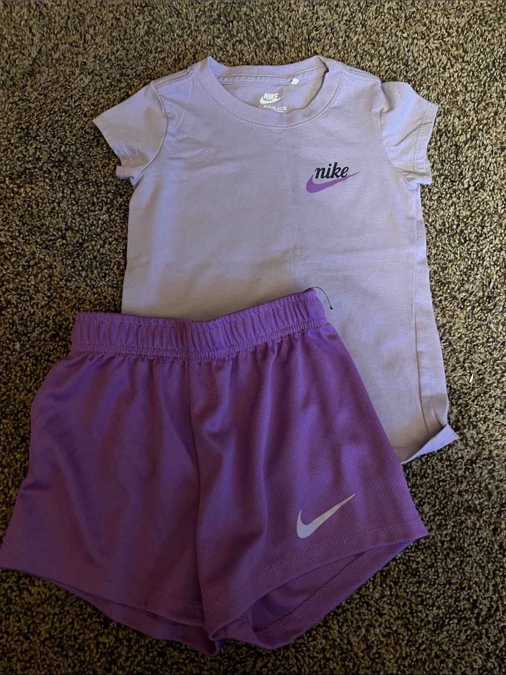 Nike Lavender Tee with Violet Athletic Shorts
